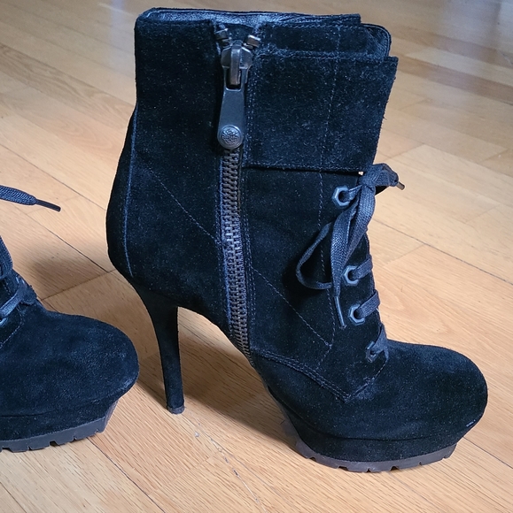 Suede booties on platform, lined. Sam Edelman size 7 1/2 - Picture 8 of 8